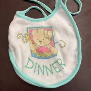 Vintage Teddy Bear Spaghetti Dinner Tie Baby Bib